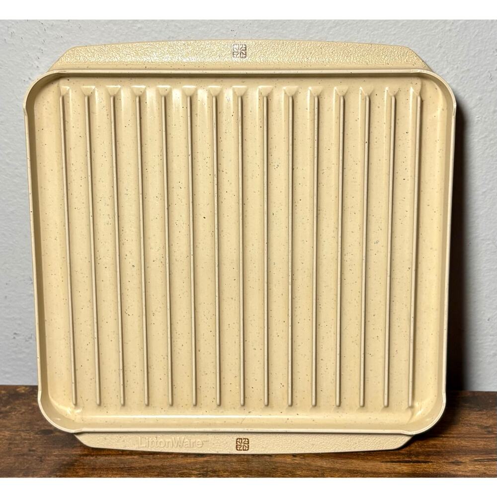 Vtg LittonWare 44097 reversible microwave bacon meat roasting tray rack